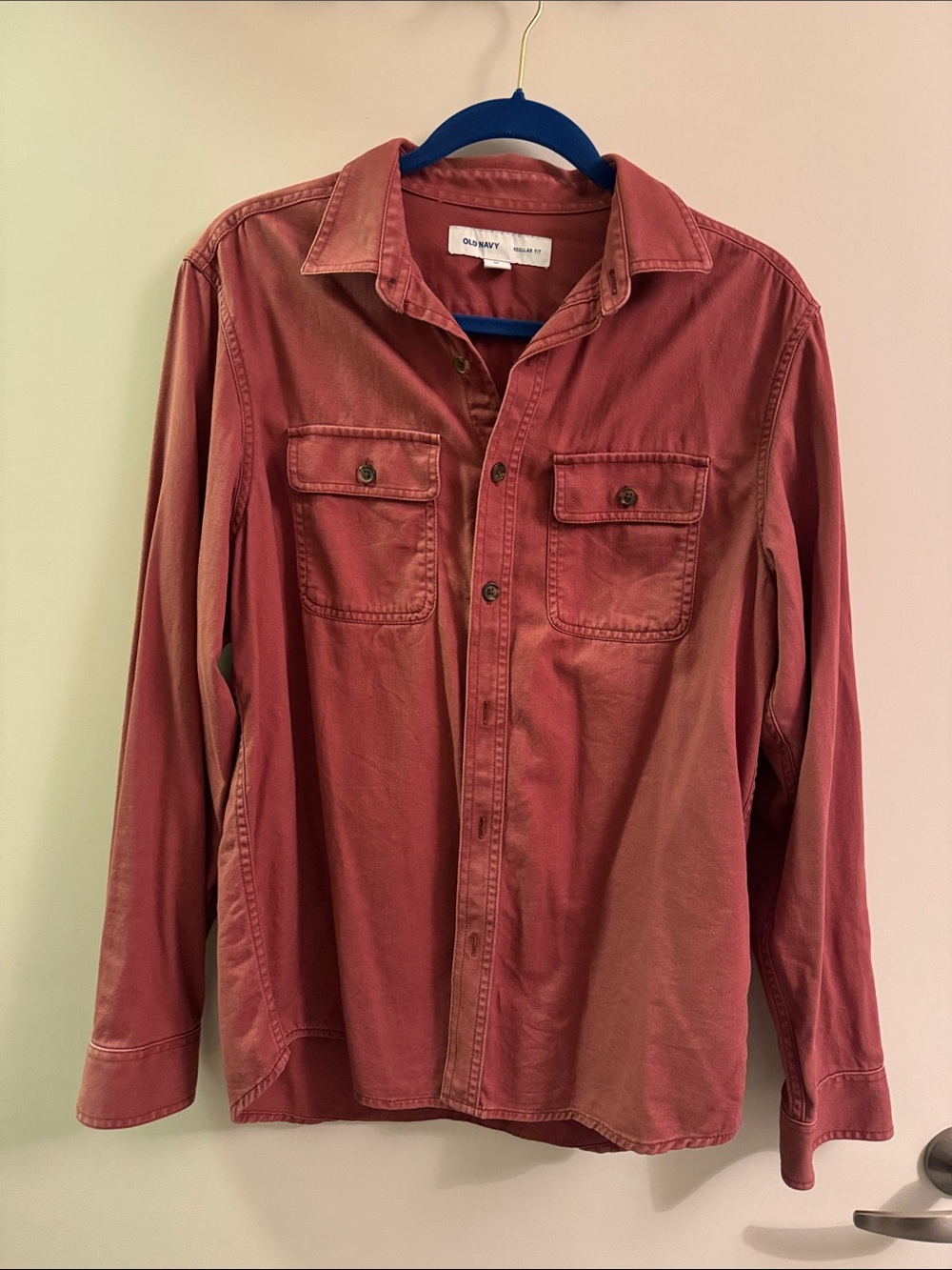 Old Navy Men's Dusty Red Button-Front Utility Shirt Jacket